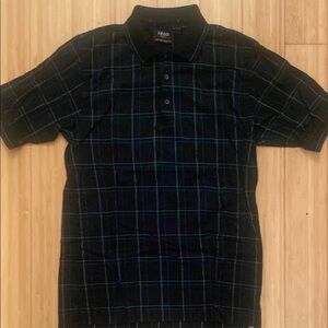 Izod Black and Blue Checkered Polo Shirt